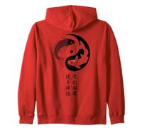 Yin Yang Koi Poisson Japonais Kanji Zen Symbole Tao Balance Back Sweat à Capuche