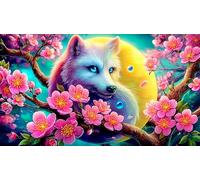 Yin-Yang-Loup-and-Moon-Landscape Puzzle 1000 Pièces pour Adultes - en Carton Recyclé pour la Décoration 38x52cm/1000pcs