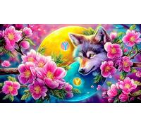 Yin-Yang-Loup-Sunset-Scene Puzzle 1000 Pièces pour Adultes - en Carton Recyclé pour la Décoration 38x52cm/1000pcs