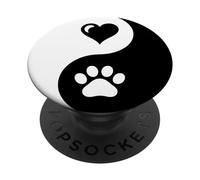 Yin Yang - Patte de chien et chat - Imprimé spirituel PopSockets PopGrip Adhésif