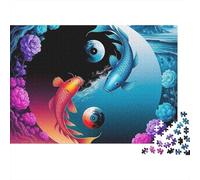 Yin Yang Poisson Dégradé de Couleur Puzzle 1000 Pièces Papier pour Adultes Relaxation Famille Décoration 52x38cm/1000pcs