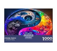 Yin-Yang Puzzle Amusant Jeu De Puzzle Activités Familiales Stimulantes 1000 Stukjes Style Chinois Casse-tête Qualité Premium pour Adultes 38x26cm/1000pcs