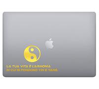 YIN YANG Sticker vinyle pour tablette ordinateur, macbook , autocollant art pomme - Vinyle couleur au choix COD.P0052(OR)
