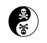Yin Yang Tête De Mort (20x20cm) - Sticker/Autocollant