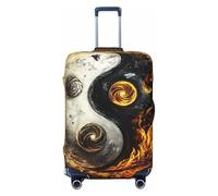 Yin-Yang Tree Housse de protection élastique pour bagage de voyage Motif arbre Noir et doré, Noir , XL