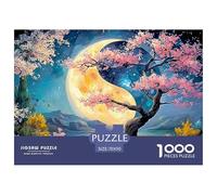 Yin Yang Tree with Pink Moon 1000 Pcs Carton Extra-épais Coffret De Puzzles Full Moon Landscape Stimulant Et Éducatif Jeu Créatif Puzzles As Birthday Gifts 70x50cm/1000pcs
