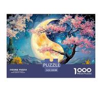 Yin Yang Tree with Pink Moon 1000 Pcs Carton Extra-épais Lot de Puzzles Full Moon Landscape Stimulant Et Éducatif Jeu Familial Puzzles As Birthday Gifts 52x38cm/1000pcs