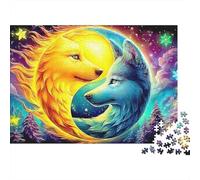 Yin-Yang Wolves Jigsaw Puzzles for Adults 1000 Pièces Sun & Moon Puzzles for Adults, Family Puzzle Game Birthday Gifts. Défi High Difficulty Charming Streets Scene Défi Colourful Recvcle