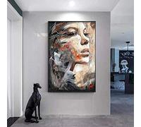 Yinaa Abstrait coloré Femme Toile Peinture Personnage Portrait Mur Art Affiche Moderne Salon décoration de la Maison Murale 50x70 cm sans Cadre