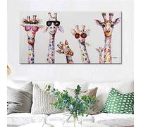 Yinaa Enfant affiche drôle animaux affiches et impressions girafe famille Graffiti Art toile peintures mur Art photo enfants chambre décor à la maison 30x60 cm sans cadre