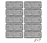 Yinaolan Lot de 10 réflecteurs rectangulaires à vis Blancs, Homologation E11 poteaux de sécurité routière réflecteurs arrière pour remorque Caravane Tracteur Bateau Camion Moto Poteau de clôture