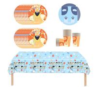 YINcrinx Blue-y vaisselle de fête, y compris assiettes, gobelets, nappes, serviettes, convient pour les pique-niques en plein air, les fêtes d'anniversaire, jusqu'à 20 invités.
