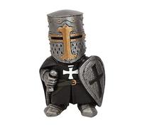 YINcrinx Statue de Chevalier GNOME médiéval, décoration Miniature de croisé européen médiéval, décoration en résine, décoration de Jardin, décoration de Maison (Bouclier croisé avec épée)