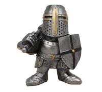 YINcrinx Statue de Chevalier GNOME médiéval, décoration Miniature de croisé européen médiéval, décoration en résine, décoration de Jardin, décoration de Maison (Bouclier en Croix avec Tomahawk)