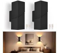 YindaLux 2 Pièces Applique Murale Intérieure 8W, Up and Down Lampe Murale avec Ampoule LED G9 Interchangeable, 2700K Lampe Noire avec Fente de Lumière, Applique d'ambiance en Aluminium pour Salon