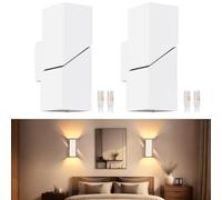 YindaLux 2 Pièces Applique Murale Intérieure 8W, Up and Down Lampe Murale avec Ampoule LED G9 Interchangeable, 2700K Lampe Blanc avec Fente de Lumière, Applique d'ambiance en Aluminium pour Salon