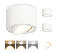 YindaLux 3x 3CCT Spots de Plafond Blanc - Extra plat & pivotant à 38° - Ø80x50mm - Spot en saillie Orientable - 5W 500LM - Dimmable Module LED 230V Inclus - Aluminium LED Plafonnier Spot