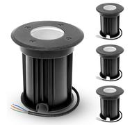 YindaLux 4x Spot Encastrable Exterieur au sol pour GU10 203V, IP67 Étanche Spot LED Encastrable Exterieur pour terrasse, jardin, trottoir, terrasse, allée, pelouse, Rond, Argent (sans ampoule)