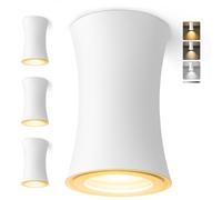 YindaLux LED Spot en Saillie Blanc, Ø64x100mm Spots de Plafond Dimmable 3000K/4000K/6500K, IP44 Spot Salle de Bain incluse 5W 550LM 230V Module LED, Aluminium Plafonnier Spot 4 Pièces