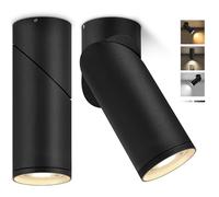 YindaLux Lot de 2 spots LED encastrables à intensité variable - Orientables - Noir - Avec module LED 5 W 500 lm - 230 V - 3000 K/4000 K/6500 K - Spot réglable en saillie - Pour mur et plafond