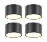 YindaLux Lot de 4 LED Spot en Saillie Noir 220-240V Ø95x55mm Plafonnier Incluse ampoule GX53 6W Blanc chaud 3000K 660LM Plafonnier Spot LED Luminaire Apparent avec spot à grande surface lumineuse