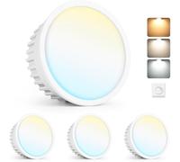 YindaLux Lot de 4 Modules LED 230V Dimmables, Extra Plats Ø50x23mm, 5W 500LM IP44, Angle 120°, Remplacement GU10/MR16, 3 Couleurs 2700K/4000K/6500K, pour Spot Encastrable