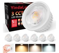 YindaLux Lot de 6 3CCT Module LED 230V - Ultra plat ø50*23mm Pour Spots Encastrés - 4.9W 500LM Angle de Faisceau 120° - 3000K/4000K/6000K Dimmable - Remplace les Ampoules GU10 MR16 - IP44 Etanche