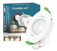 YindaLux Spot led encastrable 230V 5W 550LM Pivotant à 45° IP44 GU10 Spots de plafond 4000K Blanc neutre LED Spots 68mm Trou Spot encastrable pour salle de bain salon Blanc, Lot de 1, Non dimmable