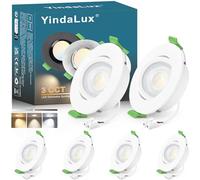 YindaLux Spot led encastrable 230V Dimmable 5W 550LM Pivotant à 45° IP44 GU10 Spots de plafond 2700K/4000K/6000K LED Spots 68mm Trou Spot encastrable pour salle de bain salon, Blanc, Lot de 6