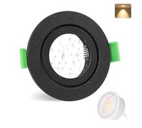 YindaLux Spot led encastrable 230V IP65 2700K, GU10 Spot cadre d'encastrement incl.5W Module LED, Noir mat Rond plat Spots Salle de bain 68mm Trou pour extérieur- intérie, Lot de 1, Non dimmable
