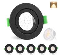YindaLux Spot led encastrable 230V IP65 2700K, GU10 Spot cadre d'encastrement incl.5W Module LED, Noir mat Rond plat Spots Salle de bain 68mm Trou pour extérieur- intérie, Lot de 6, Non dimmable