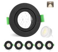 YindaLux Spot led encastrable 230V IP65 4000K, GU10 Spot cadre d'encastrement incl.5W Module LED, Noir mat Rond plat Spots Salle de bain 68mm Trou pour extérieur- intérie, Lot de 6, Non dimmable