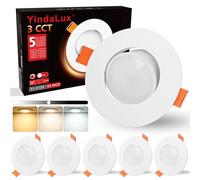YindaLux Spot LED Encastrable, 5W 550LM Plafonnier Spot 3000K Blanc chaud 4000K Blanc neutre 6000K Blanc froid Dimmable IP44 Étanche Spot Salle de bain, Trou Φ68-80mm, AC 220-240V, Lot de 6, Blanc