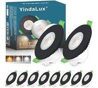 YindaLux Spot LED Encastrable 7W 700LM Spots de plafond IP65 Spot salle de bain, Blanc Chaud 2700K Blanc Neutre 4000K Blanc Froid 6000K Réglable, Trou Φ60-75mm, AC220-240V, Lot de 10, Noir