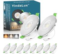 YindaLux Spot LED Encastrable 7W 700LM Spots de plafond IP65 Spot salle de bain, Blanc Chaud 2700K Blanc Neutre 4000K Blanc Froid 6000K Réglable, Trou Φ60-75mm, AC220-240V, Lot de 10, Nickel