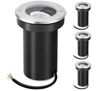 YindaLux Spot led encastrable exterieur orientable pour GU10 230V, IP67 étanche Spots de sol extérieurs, Lampe de sol ronde pour Pelouse, Cour, Argenté(sans ampoule)