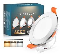 YindaLux Spot LED Encastrable Extra Plat 5W 550LM Spots de plafond IP44 Spot salle de bain, Blanc Chaud 2700K Blanc Neutre 4000K Blanc Froid 6000K Réglable, Trou Φ65-75mm, AC220-240V, Lot de 1, Chrome