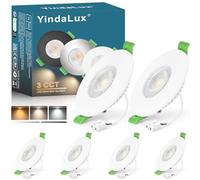 YindaLux Spot LED Encastrable Extra Plat 7W 700LM Spots de plafond IP65 Spot salle de bain, Blanc Chaud 2700K Blanc Neutre 4000K Blanc Froid 6000K Réglable, Trou Φ60-75mm, AC220-240V, Lot de 6, Blanc