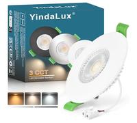 YindaLux Spot LED Encastrable Extra Plat 7W 700LM Spots de plafond IP65 Spot salle de bain, Blanc Chaud 2700K Blanc Neutre 4000K Blanc Froid 6000K Réglable, Trou Φ60-75mm, AC220-240V, Lot de 1, Blanc