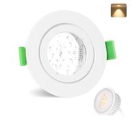 YindaLux Spot led encastrable GU10 cadre IP65 incl.5W Module LED 2700K, Spot encastrable 230V Blanc mat Spots de plafond Rond plat Spot 68mm Trou pour extérieur-intérie, Lot de 1, Non dimmable