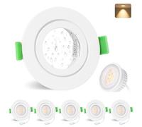 YindaLux Spot led encastrable GU10 cadre IP65 incl.5W Module LED 2700K, Spot encastrable 230V Blanc mat Spots de plafond Rond plat Spot 68mm Trou pour extérieur-intérie, Lot de 6, Non dimmable
