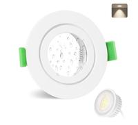 YindaLux Spot led encastrable GU10 cadre IP65 incl.5W Module LED 4000K, Spot encastrable 230V Blanc mat Spots de plafond Rond plat Spot 68mm Trou pour extérieur-intérie, Lot de 1, Non dimmable