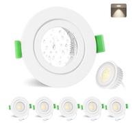 YindaLux Spot led encastrable GU10 cadre IP65 incl.5W Module LED 4000K, Spot encastrable 230V Blanc mat Spots de plafond Rond plat Spot 68mm Trou pour extérieur-intérie, Lot de 6, Non dimmable