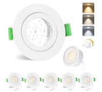 YindaLux Spot led encastrable GU10 cadre IP65 incl.5W Module LED Dimmable 2700K/4000K/6000K, Spot encastrable 230V Blanc mat Spots de plafond Rond plat Spot 68mm Trou pour extérieur-intérie, Lot de 6
