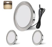 YindaLux Spot LED Encastrable, Spot LED 12V 4000K Blanc neutre Dimmable, 3W Extra Plat Spot encastrable, Trou 55-58mm Aluminium Plafonnier spot avec câble de 2m, Lot de 3, Nickel