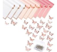 Yindhgdr 100 Pièces Épingles de Mariage Bouquet 48 Pièces 3D Or Rose Papillon Décoration Murale 15 Feuilles de Papier D'Emballage de Fleurs Papier D'Emballage Papier + Plastique 1 Ensemble