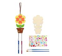 Yindhgdr Ornements de Carillon à Vent pour Enfants Bricolage Peint Fête d'anniversaire Activité Artistique Décoration Pendentif, Ensemble de Fleurs