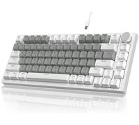 YINDIAO Ajazz AK820 Clavier Mécanique avec Knob,Disposition 75% ANSI,81 Touches Clavier de Jeu Filaire,5 Mousses Insonorisantes,Hot-Swap,Interrupteur Linéaire,Lumière Blanche,pour PC,Mac (Blanc&Gris)
