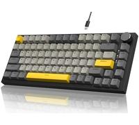 YINDIAO Ajazz AK820 Clavier Mécanique avec Knob,Disposition 75% ANSI,82 Touches Clavier de Jeu Filaire,5 Mousses Insonorisantes,Hot-Swap,Interrupteur Linéaire,Rétroéclairage RVB,pour PC,Mac (Gris)