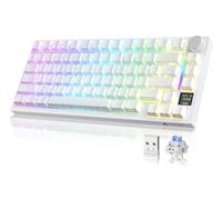 YINDIAO ATTACK SHARK X820 Ultra Gasket Clavier Mécanique avec écran TFT et Knob, Disposition ANSI 75%, 2,4GHz/BT/Filaire, 5 Mousses Insonorisantes, Hot-Swap, pour PC, MAC (Blanc, Shark Switch)